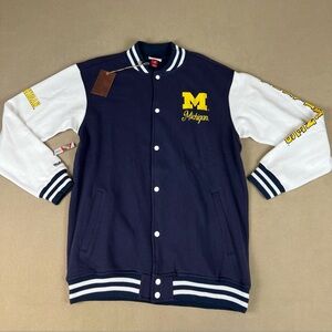 Mitchell & Ness Cotton Michigan Wolverines Varsity Jacket, Bomber, Men's Sz LT